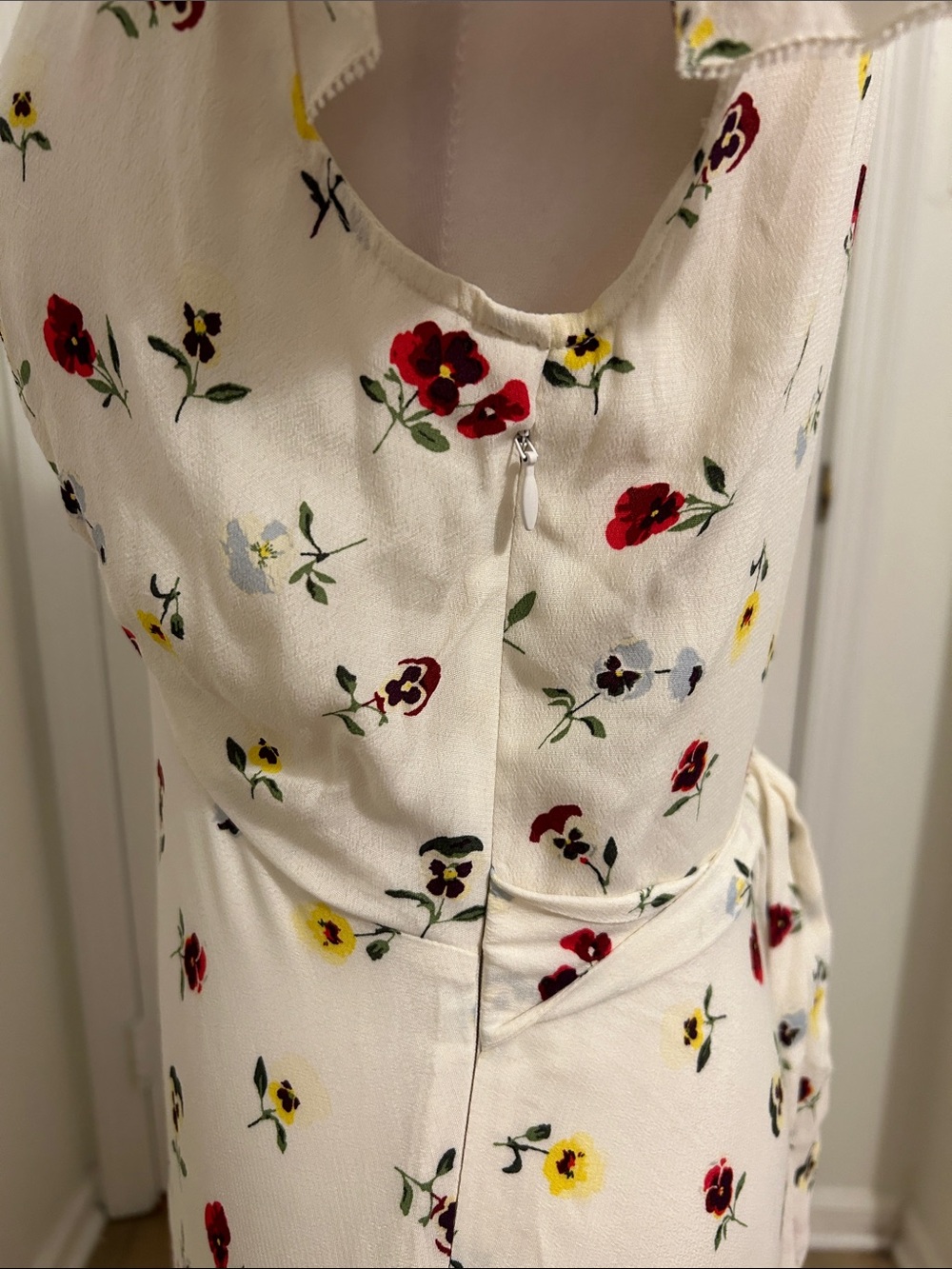 Gap x Doen Pansy Floral Blue Trimmed Tie Midi Dress New Size 4 Cottagecore - Picture 12 of 16